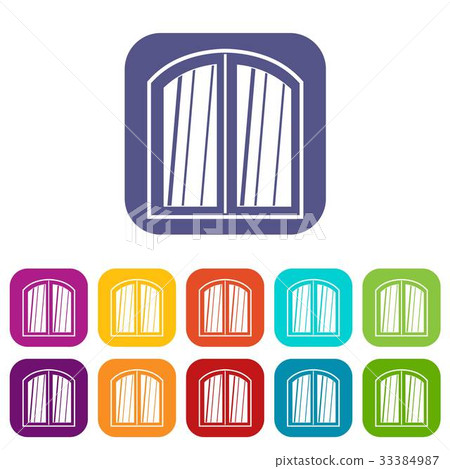 White window arched frame icons set flat - Stock Illustration [33384987 ...