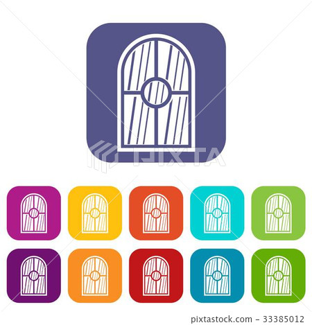 Arched window icons set flat 33385012