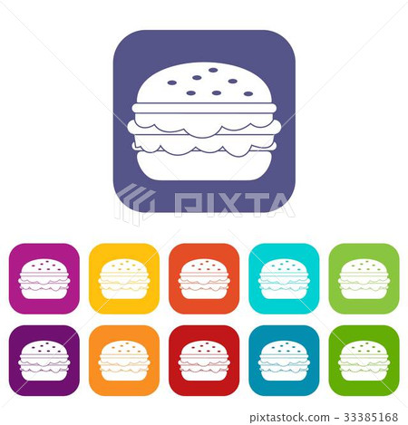 Burger icons set flat 33385168