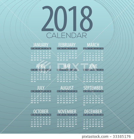 2018 Green Abstract Graphic Printable Calendar - Stock Illustration ...