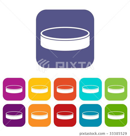 Puck icons set flat Puck icons set flat 33385529
