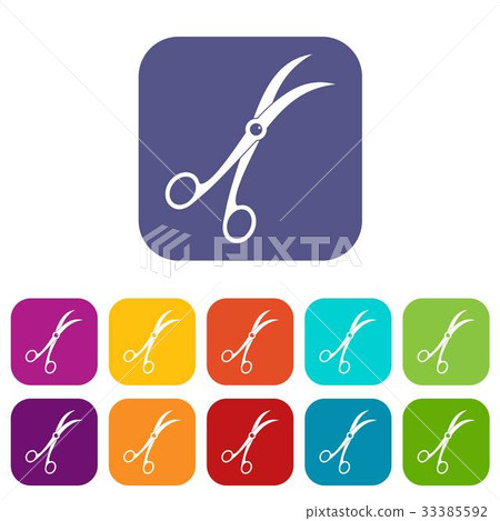 Surgical scissors icons set flat 33385592