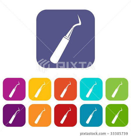 Dental probe icons set flat Dental probe icons set flat 33385739