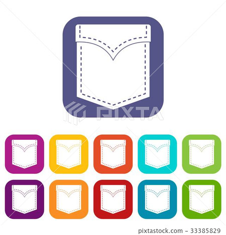 Black valve pocket icons set flat - Stock Illustration [33385829] - PIXTA