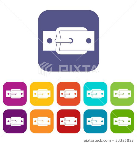 Metal belt buckle icons set flat-插圖素材 [33385852] - PIXTA圖庫
