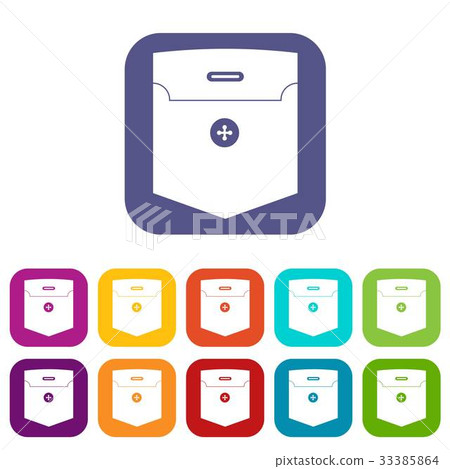 Fashion pocket for shirt icons set flat 33385864