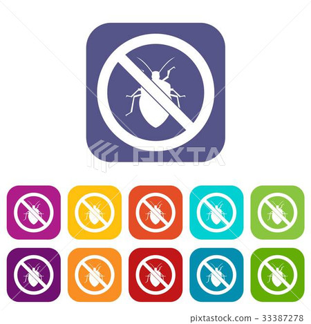 No bug sign icons set 33387278
