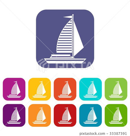 Yacht with sails icons set - Stock Illustration [33387391] - PIXTA