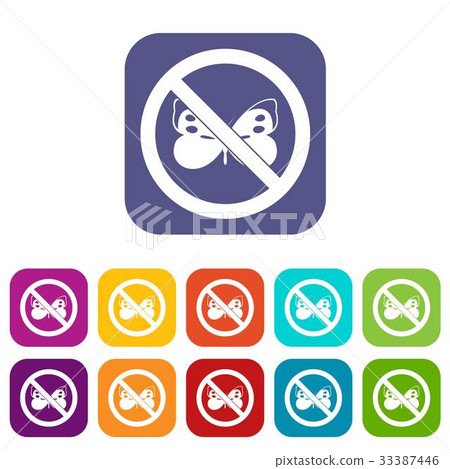 No butterfly sign icons set 33387446