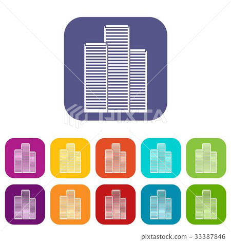 Skyscrapers in Singapore icons set Skyscrapers in Singapore icons set 33387846