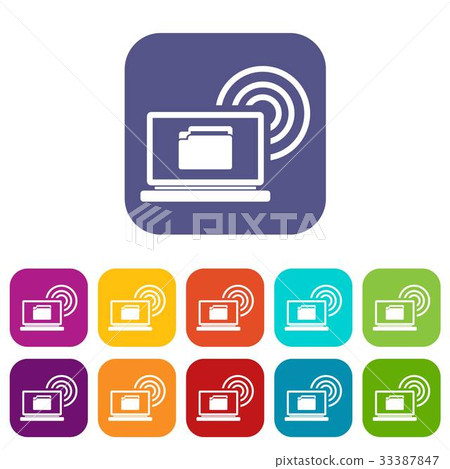Laptop and and wireless icons set - Stock Illustration [33387847] - PIXTA
