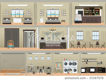 Hotel interior set . 33387878