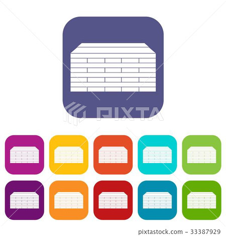 Wooden pallets icons set 33387929
