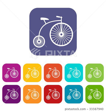 Penny-farthing icons set 33387940