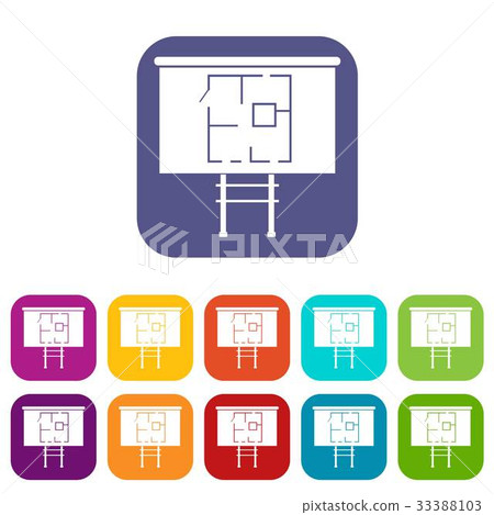 Project House Icon Project of house on a board icons set - Stock Illustration [33388103 ...