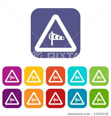 Sign warning about cross wind from the left icons Sign warning about cross wind from the left icons 33388156