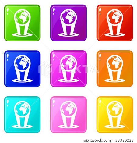 Hologram globe icons 9 set 33389225