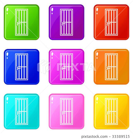 Steel door icons 9 set Steel door icons 9 set 33389515