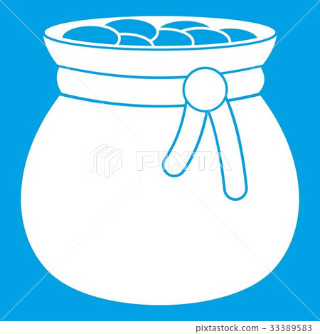 Bag full of gold coins icon white 33389583