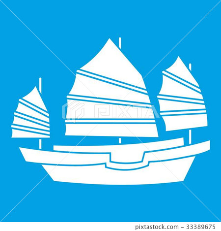 Junk boat icon white 33389675