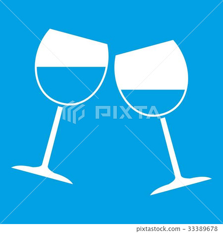 Two wine glasses icon white 33389678