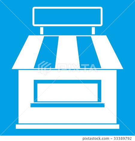 Shop building facade icon white 33389792