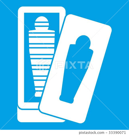 Mummy in sarcophagus icon white 33390071