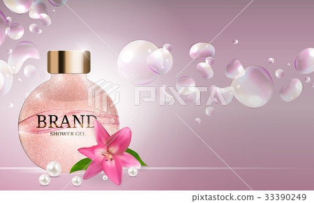 Shower Gel Bottle Template for Ads or Magazine Shower Gel Bottle Template for Ads or Magazine 33390249