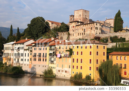 Bassano del Grappa on riverside of Italy 33390333