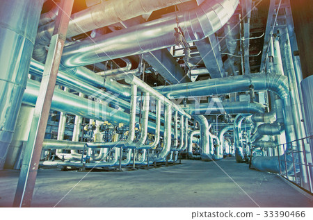 Industrial zone, Steel pipelines, valves and cable 33390466