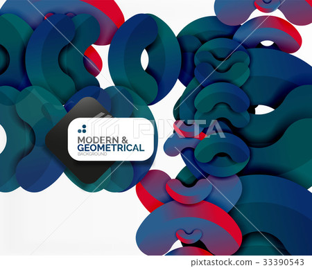 Abstract color geometric round shapes on white 33390543