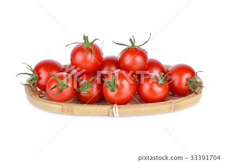 whole fresh red cherry tomato in the basket 33391704