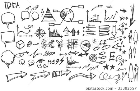 business doodles sketch vector ink 33392557