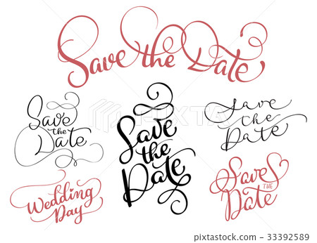 set of Save the date text on white background 33392589