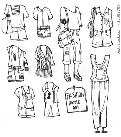 doodle clothes illustration vector EPS10 doodle clothes illustration vector EPS10 33392709