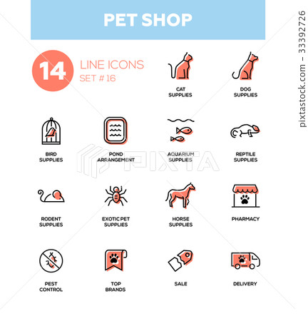 Pet Shop - Modern simple thin line design icons - Stock Illustration ...