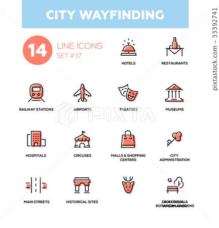 City wayfinding - modern simple icons, pictograms 33392741