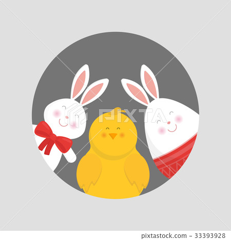 Cute Easter bunny, chicken and egg vector - Stock Illustration ...