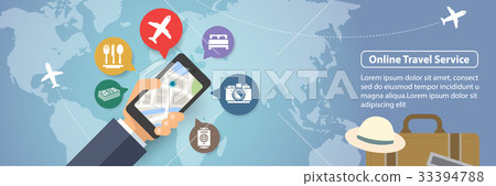 Mobile online travel service vector Mobile online travel service vector 33394788