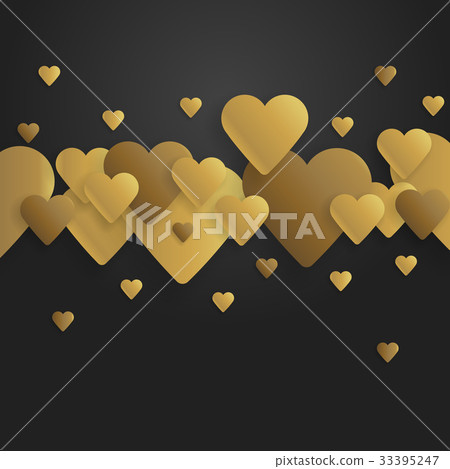 Valentine's day background with golden hearts - Stock Illustration ...
