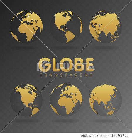 Vector Illustration of gold globe icons - Stock Illustration [33395272