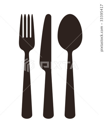 Spoon, fork and knife sign 33395417