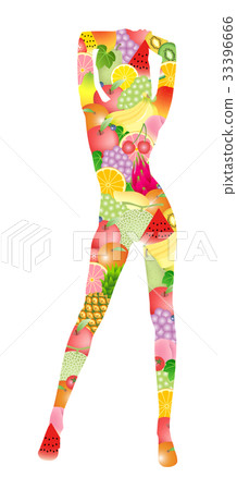 Fruit vegetarian woman Fruit vegetarian woman 33396666