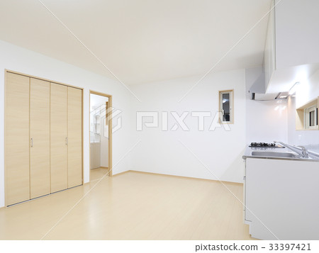 New house Living-dining kitchen and washroom 33397421