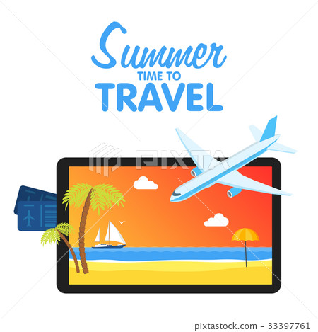 Buy air tickets. Traveling on airplane 33397761