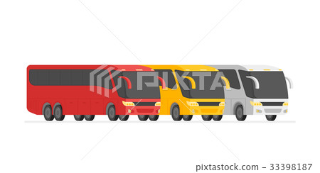 Corner view three bus on the road vector Corner view three bus on the road vector 33398187