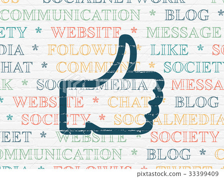 Social network concept: Thumb Up on wall 33399409