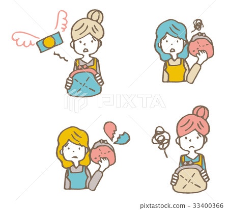 Set of money shortage [line drawing, series] 33400366