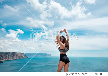 Outdoor summer beach tropic portrait of young sexy 33401039