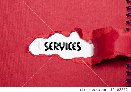 The word services appearing behind torn paper The word services appearing behind torn paper 33402282